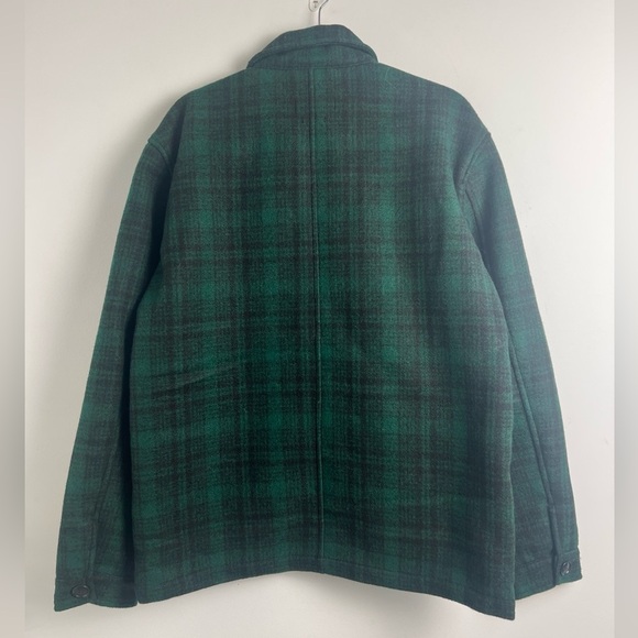NEW PIOMBO Men's Size Large Green & Black Plaid Flannel Shacket Jacket Pockets - Picture 3 of 9